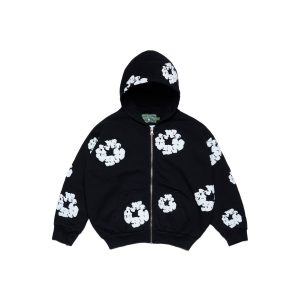 Denim Tears Kids Cotton Wreath Zip Hoodie Black