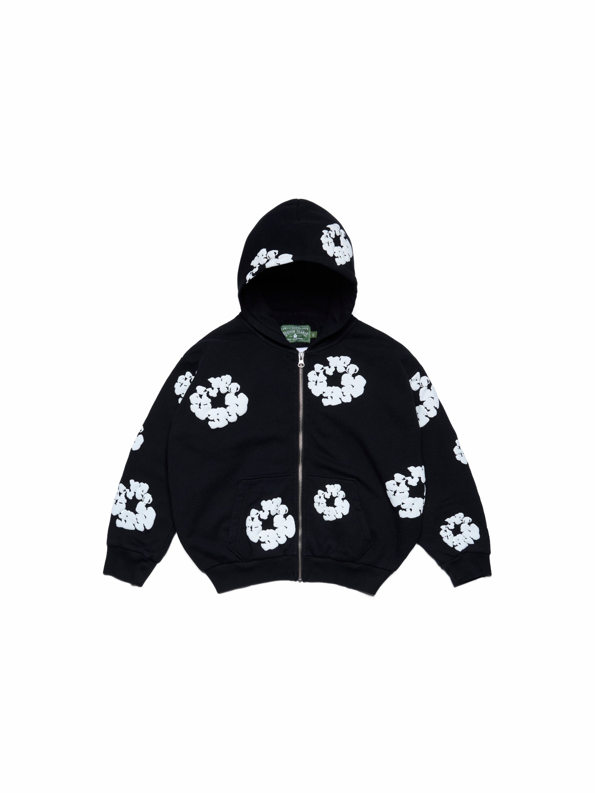 Denim Tears Kids Cotton Wreath Zip Hoodie Black
