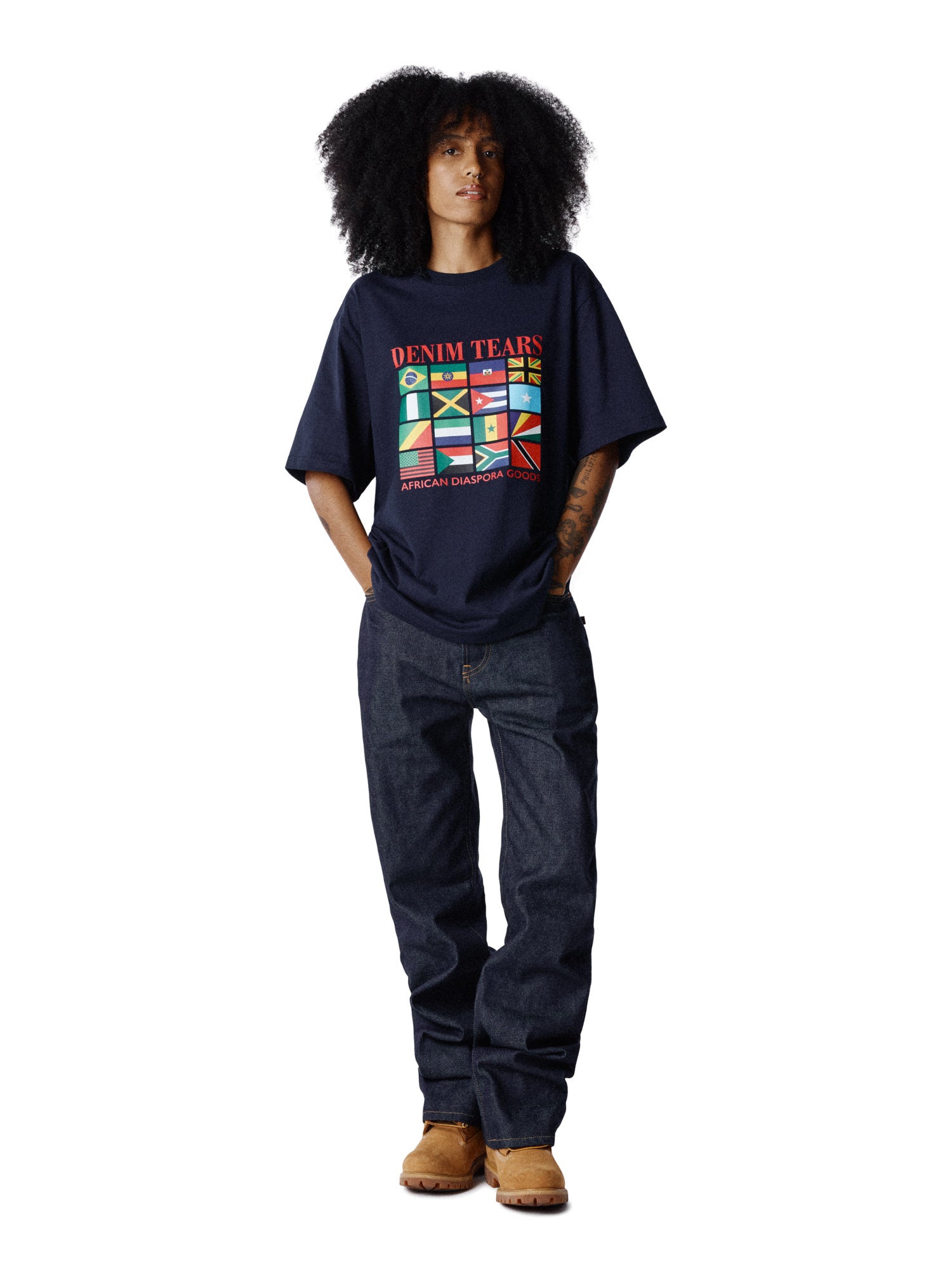 Denim Tears Diaspora Flags Tee Navy