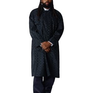 Denim Tears André Leon Talley Wreath Monogram Trench Coat Black