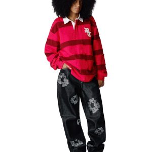 Denim Tears Paneled Rugby Shirt Red