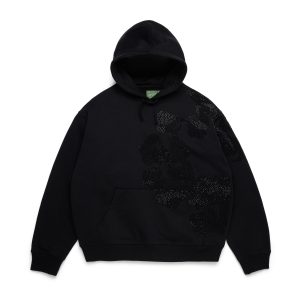 Denim Tears Biggie Rhinestone Cotton Wreath Pull Over Hoodie Black