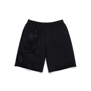 Denim Tears Biggie Rhinestone Cotton Wreath Sweatshort Black