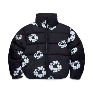 Denim Tears Cotton Wreath Puffer Jacket Black