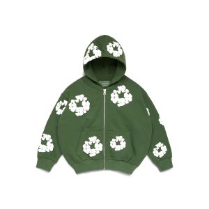 Denim Tears Kids Cotton Wreath Zip Hoodie Green