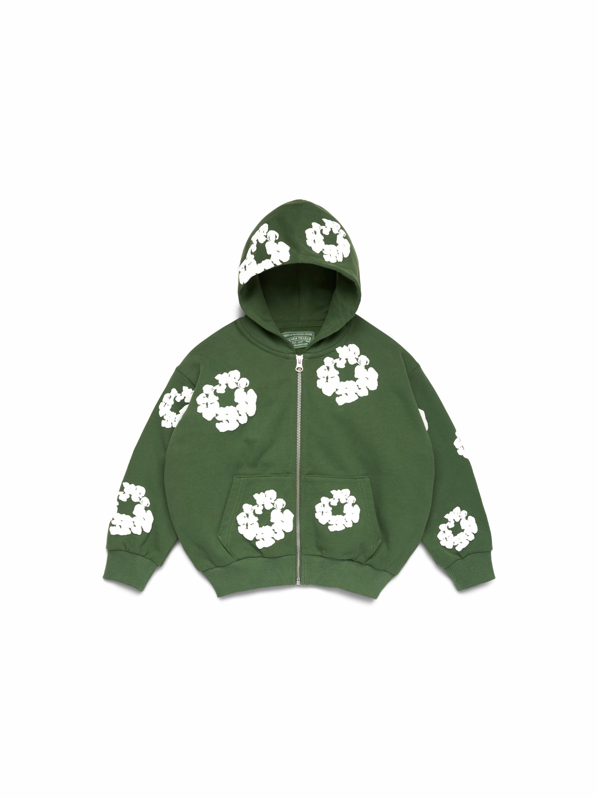 Denim Tears Kids Cotton Wreath Zip Hoodie Green