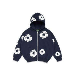 Denim Tears Kids Cotton Wreath Zip Hoodie Navy