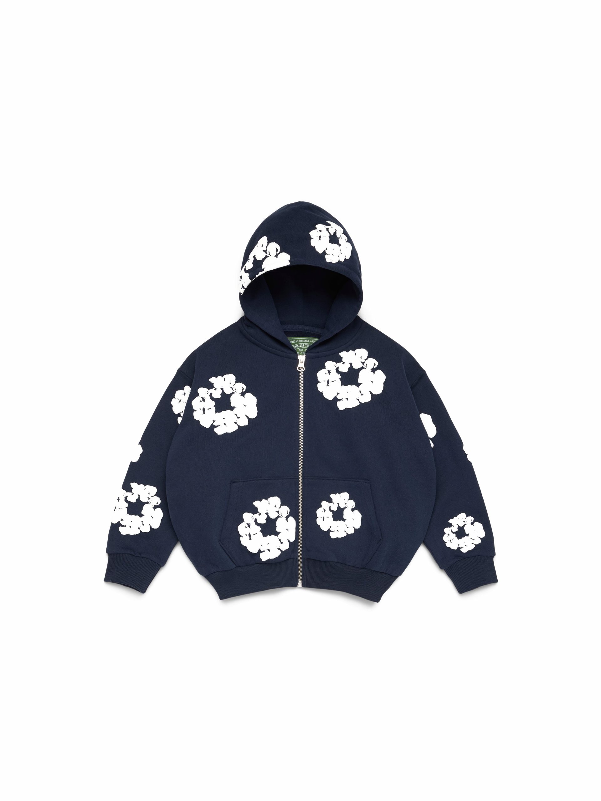 Denim Tears Kids Cotton Wreath Zip Hoodie Navy