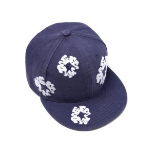 Denim Tears Cotton Wreath New Era 59FIFTY Canvas Fitted Cap Washed Indigo