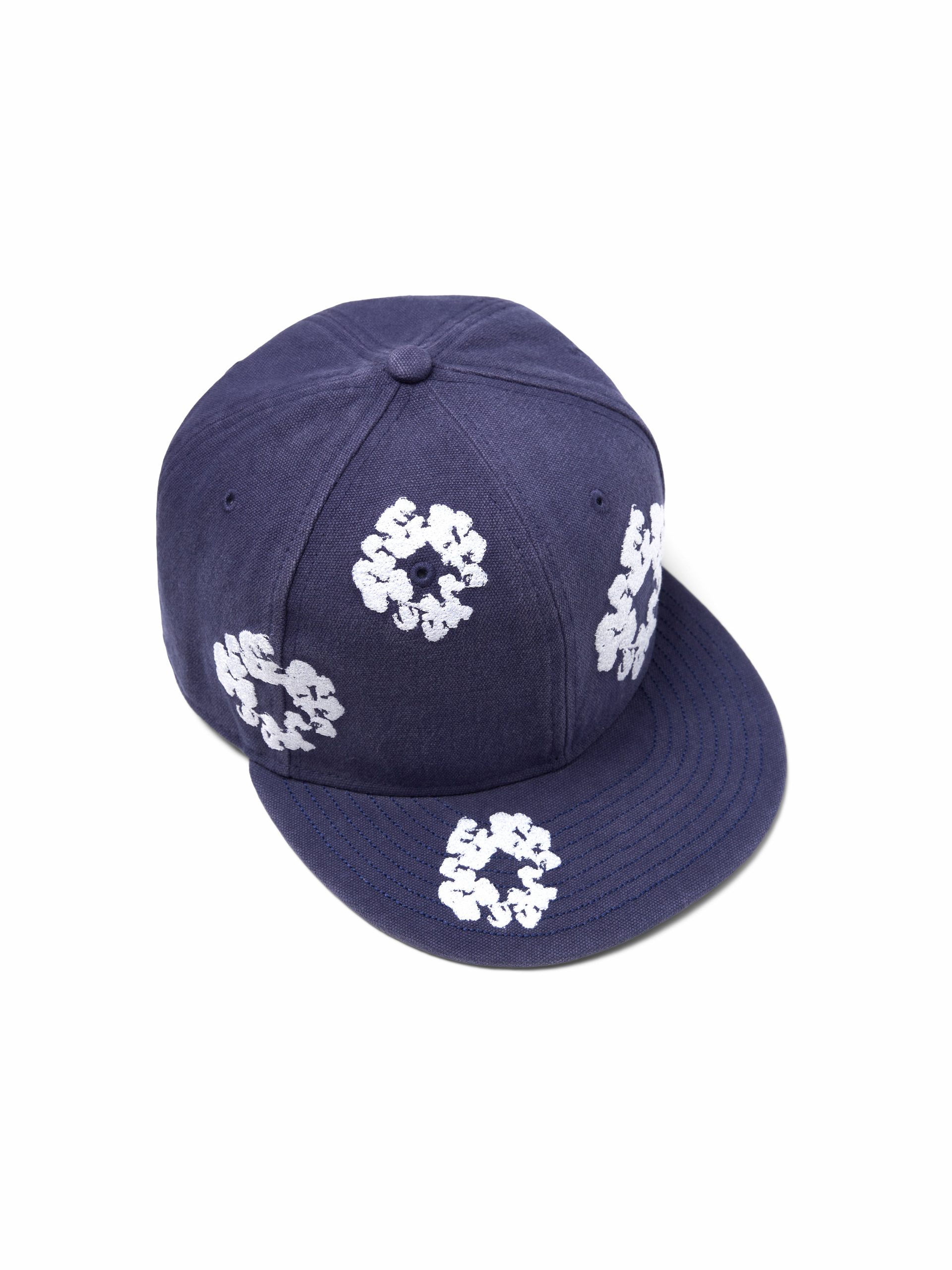 Denim Tears Cotton Wreath New Era 59FIFTY Canvas Fitted Cap Washed Indigo