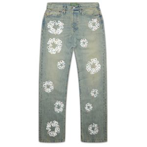 Denim Tears Baggy Studded Cotton Wreath Denim Pant Dirty Wash