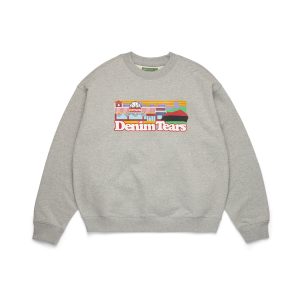 Denim Tears Liberty Rock Skyline Crewneck Grey