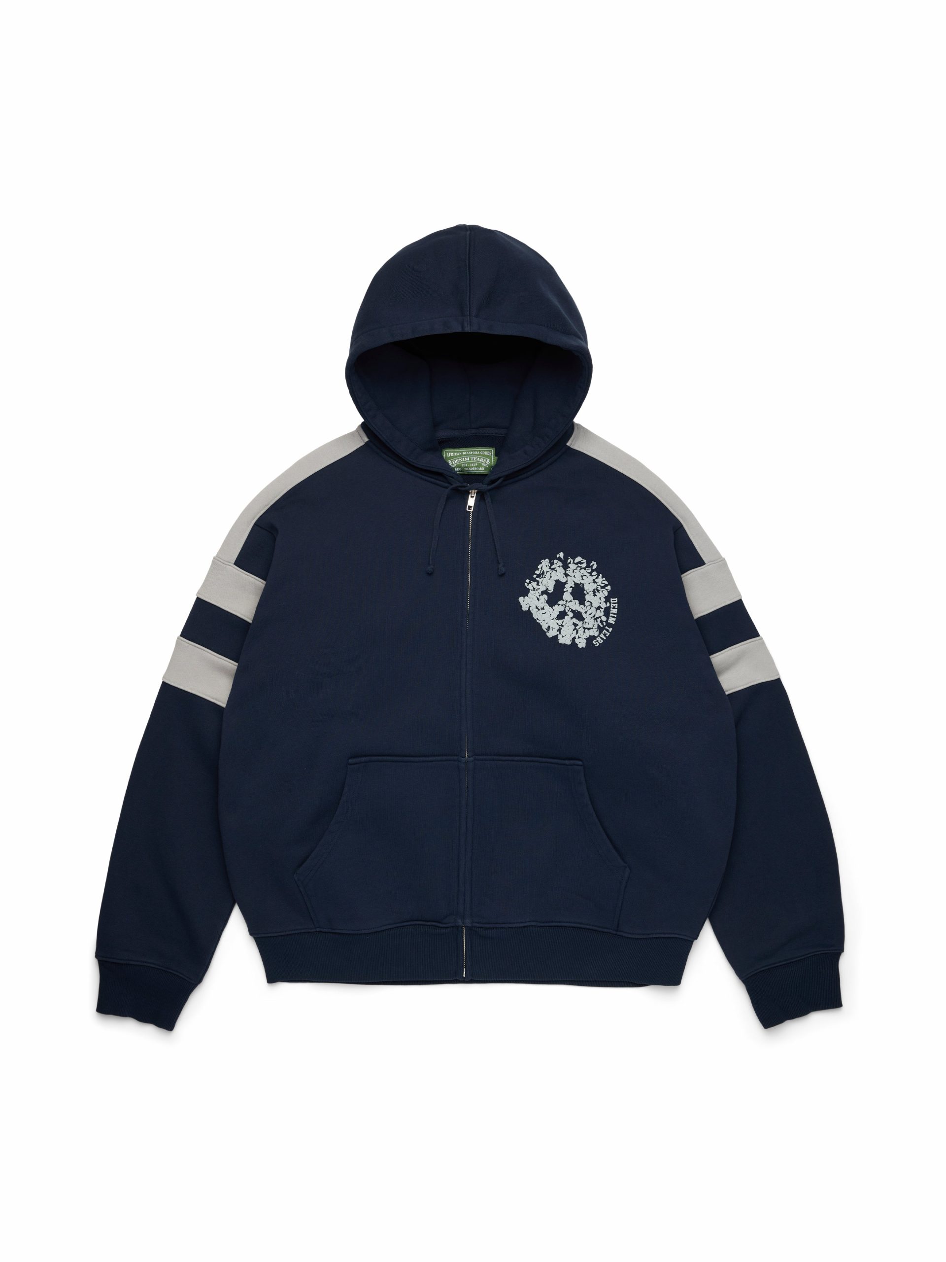 Denim Tears Denim U Paneled Zip Hoodie Navy