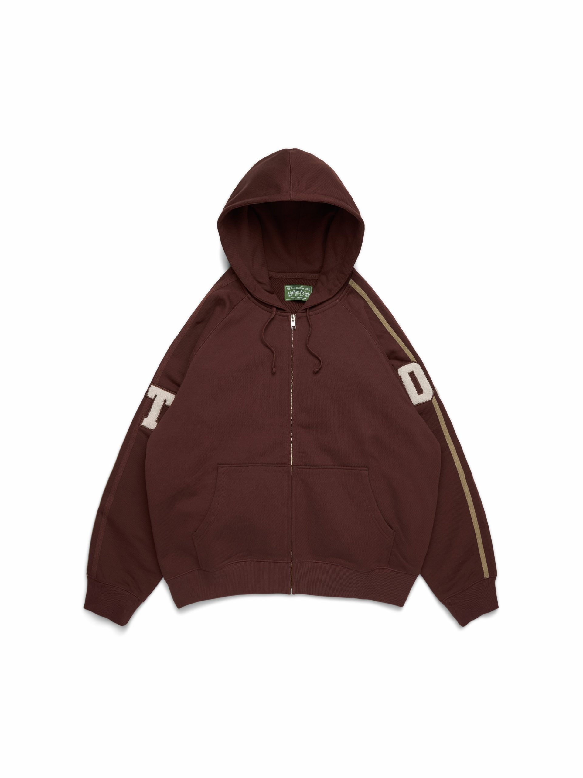 Denim Tears DT Chenille Patch Zip Hoodie Brown