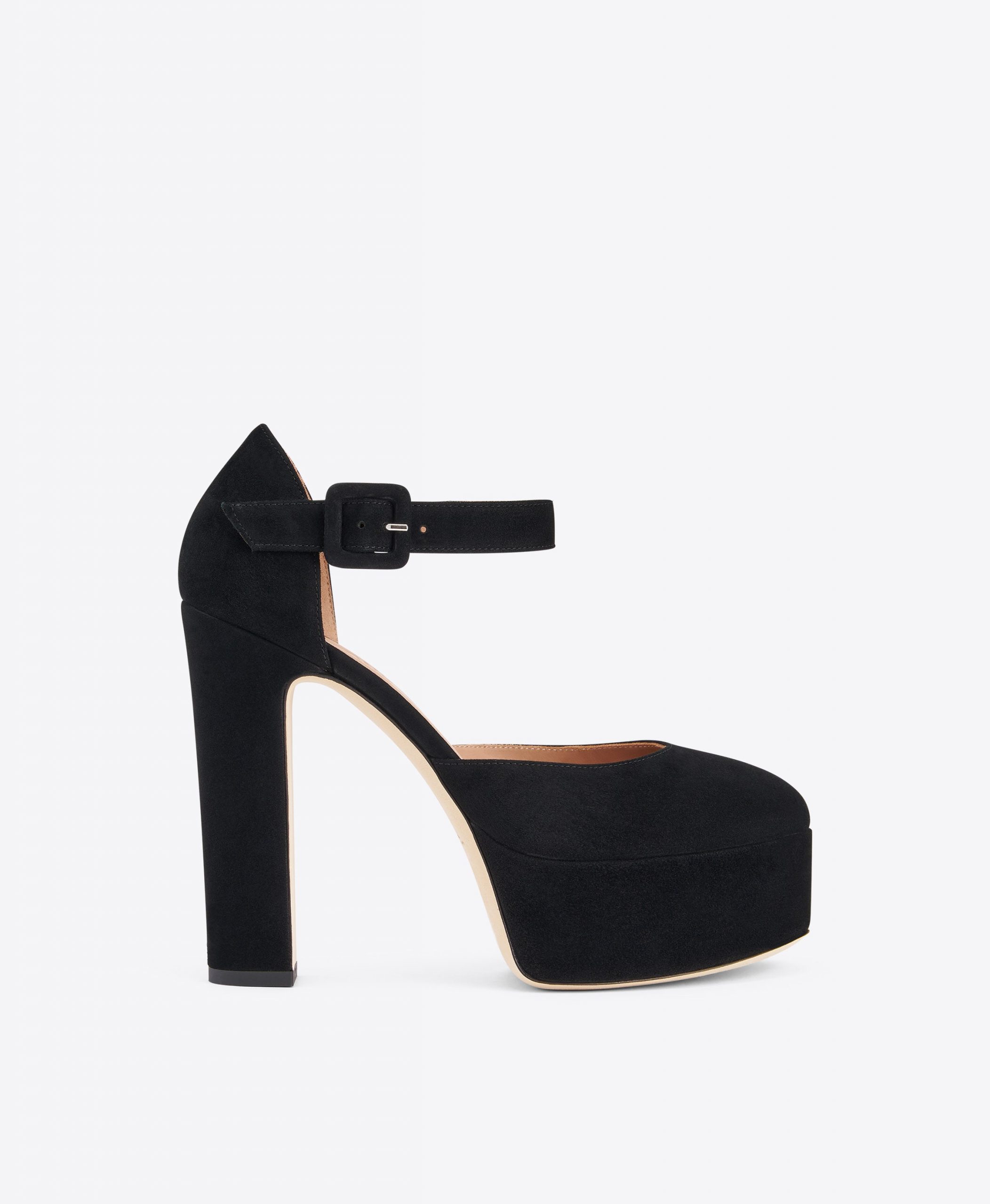 Malone Souliers Leila 130 Black Suede Platform Pumps