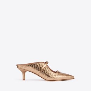 Malone Souliers Maureen 45 Gold Embossed Leather Mules