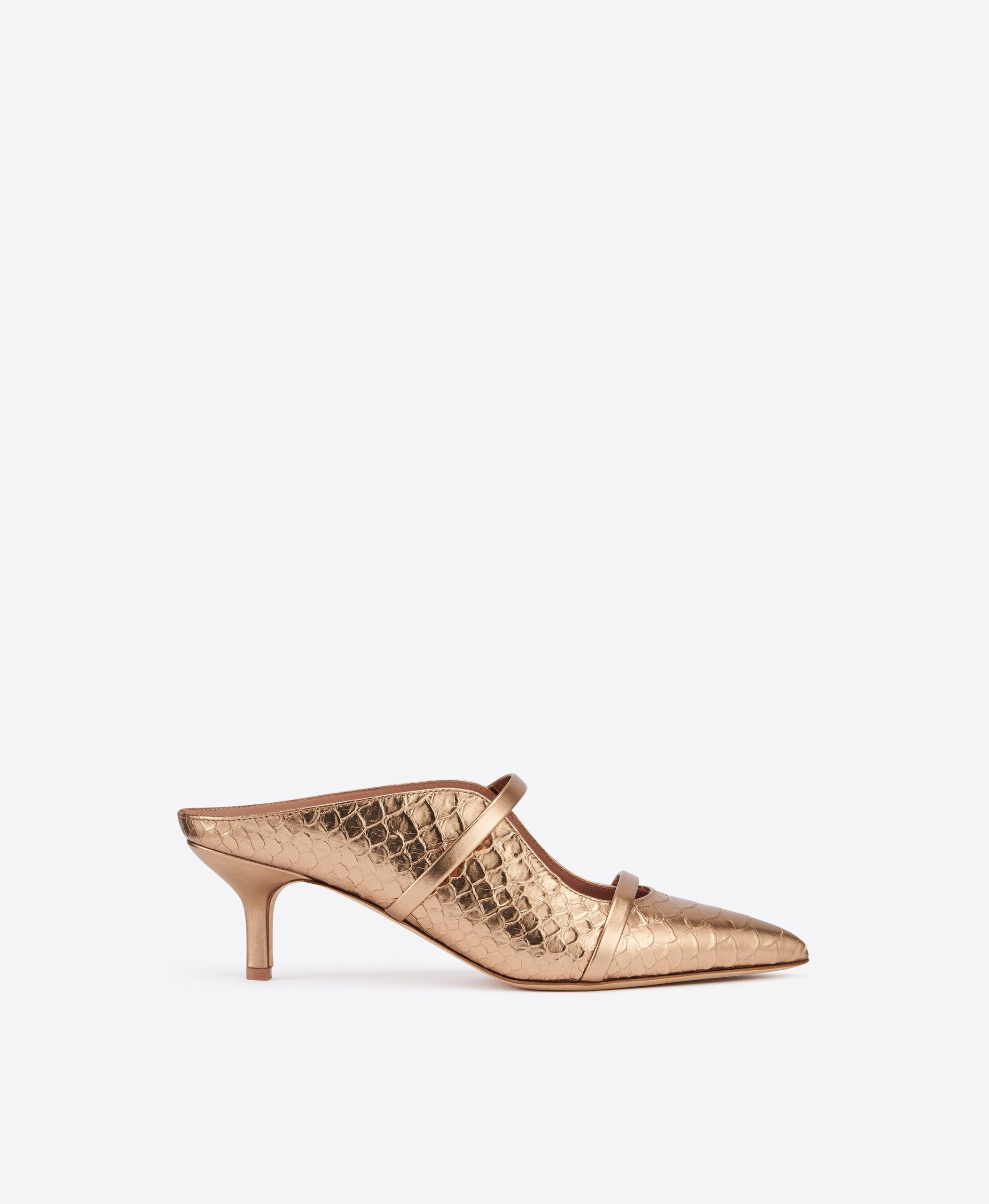 Malone Souliers Maureen 45 Gold Embossed Leather Mules