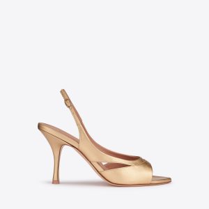 Malone Souliers Larsa 90 Gold Leather Slingback Sandals