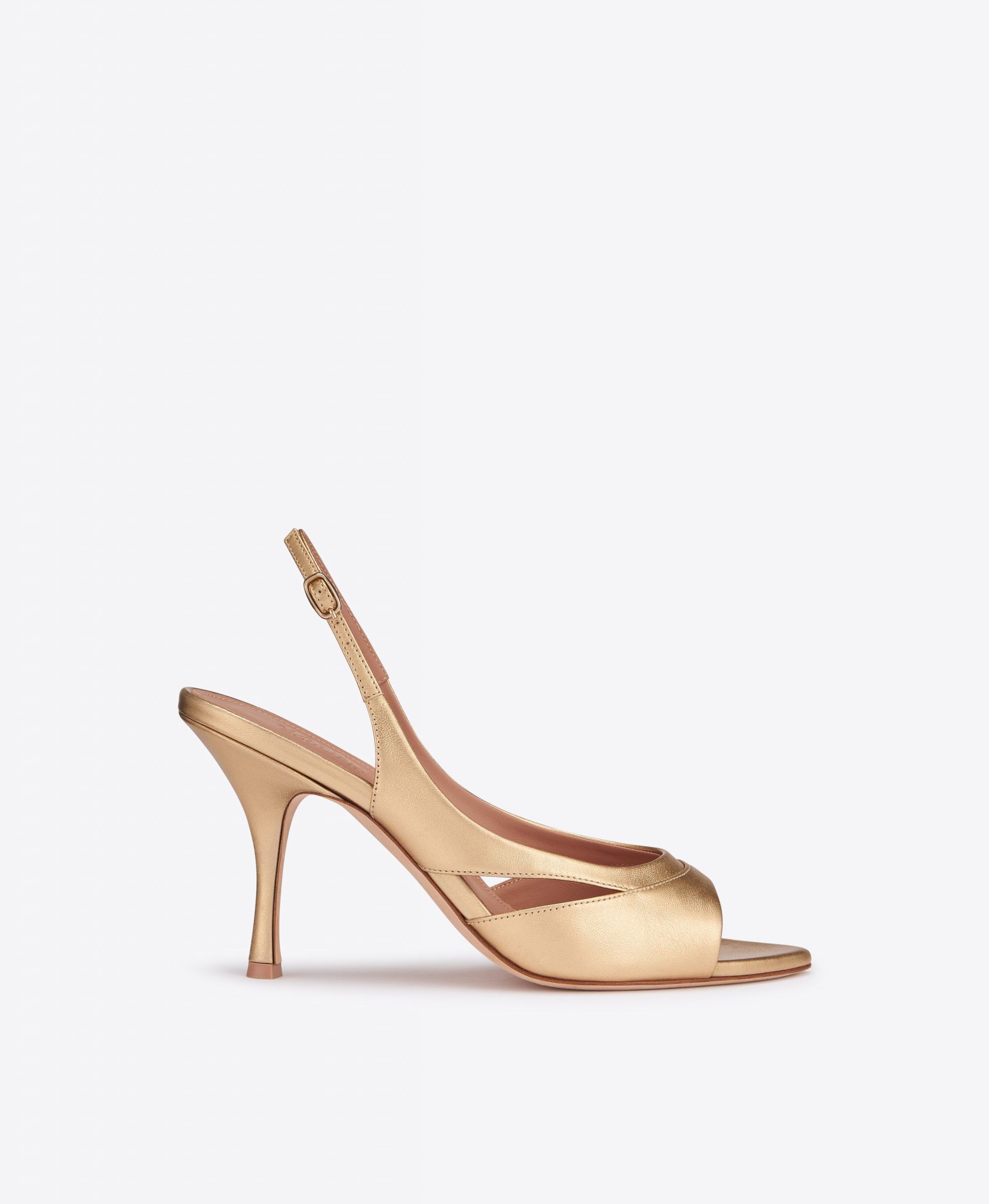 Malone Souliers Larsa 90 Gold Leather Slingback Sandals