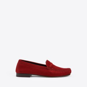 Malone Souliers Knightsbridge Red Suede Loafers