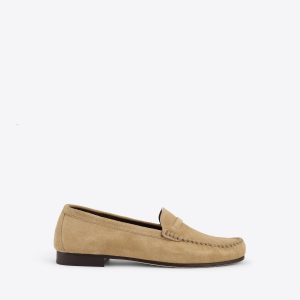 Malone Souliers Knightsbridge Beige Suede Loafers