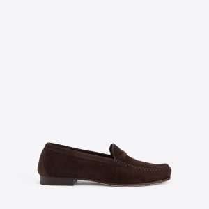 Malone Souliers Knightsbridge Dark Brown Suede Loafers