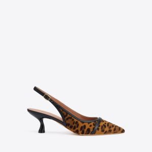 Malone Souliers Jama 45 Leopard-print Calf Hair Slingbacks