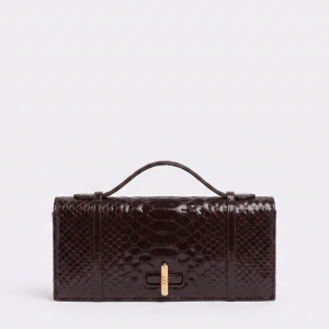 Malone Souliers May Dark Brown Embossed Leather Clutch Bag