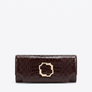 Malone Souliers Vivien Dark Brown Embossed Leather Clutch Bag