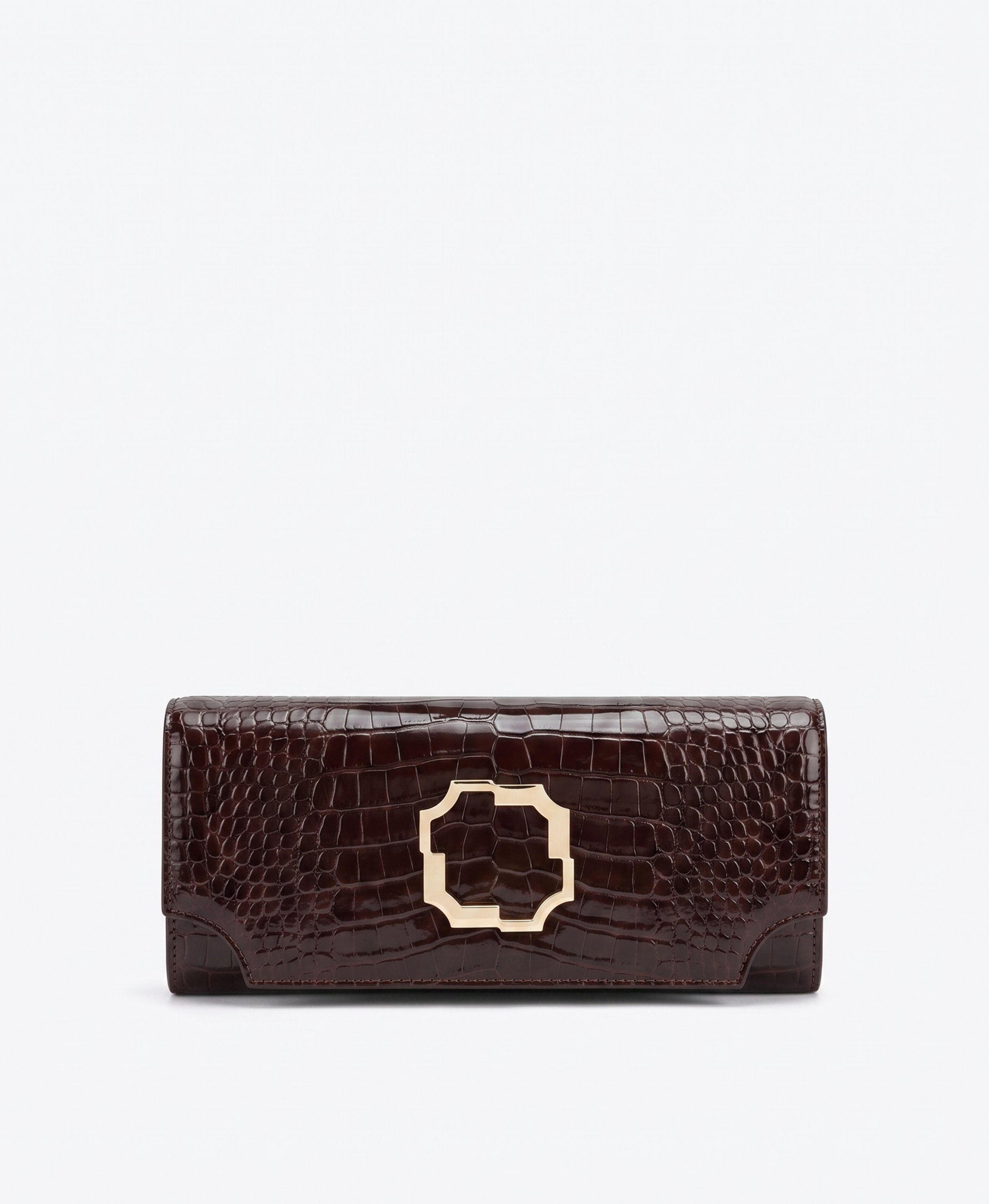 Malone Souliers Vivien Dark Brown Embossed Leather Clutch Bag