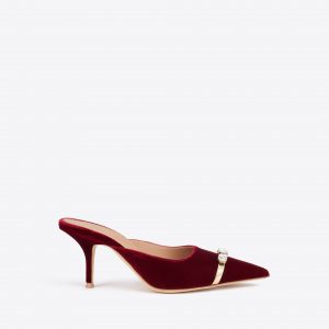 Malone Souliers Halo 70 Burgundy Velvet Mules