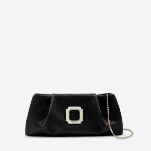 Malone Souliers Vittoria Black Satin Clutch Bag