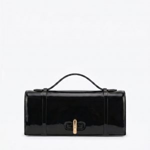 Malone Souliers May Black Brushed Leather Clutch Bag