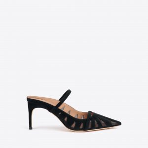 Malone Souliers Aurora 70 Black Suede Mules