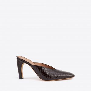 Malone Souliers Rowe 90 Dark Brown Embossed Leather Mules