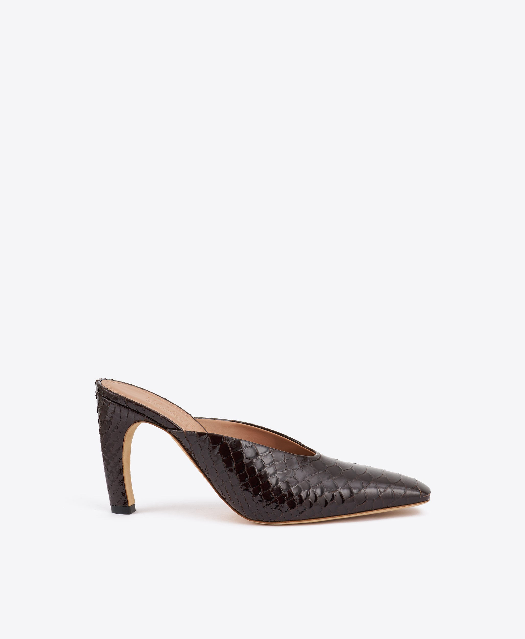 Malone Souliers Rowe 90 Dark Brown Embossed Leather Mules