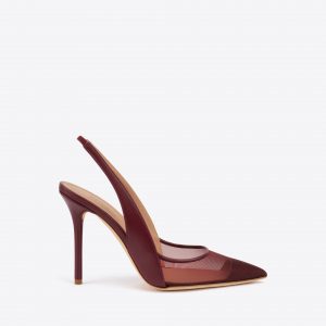 Malone Souliers Arc 100 Burgundy Leather Slingbacks