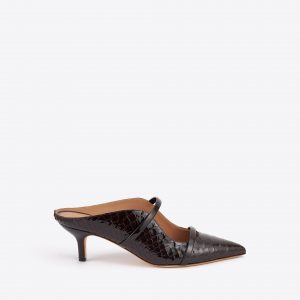 Malone Souliers Maureen 45 Dark Brown Embossed Leather Mules