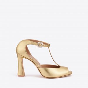 Malone Souliers Nomi 90 Gold Leather Sandals