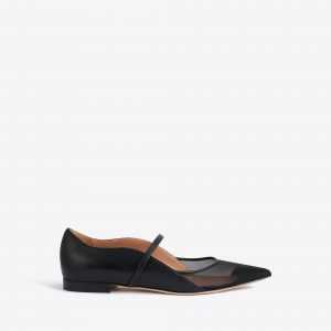 Malone Souliers Maureen Arc Black Leather Flat Pumps