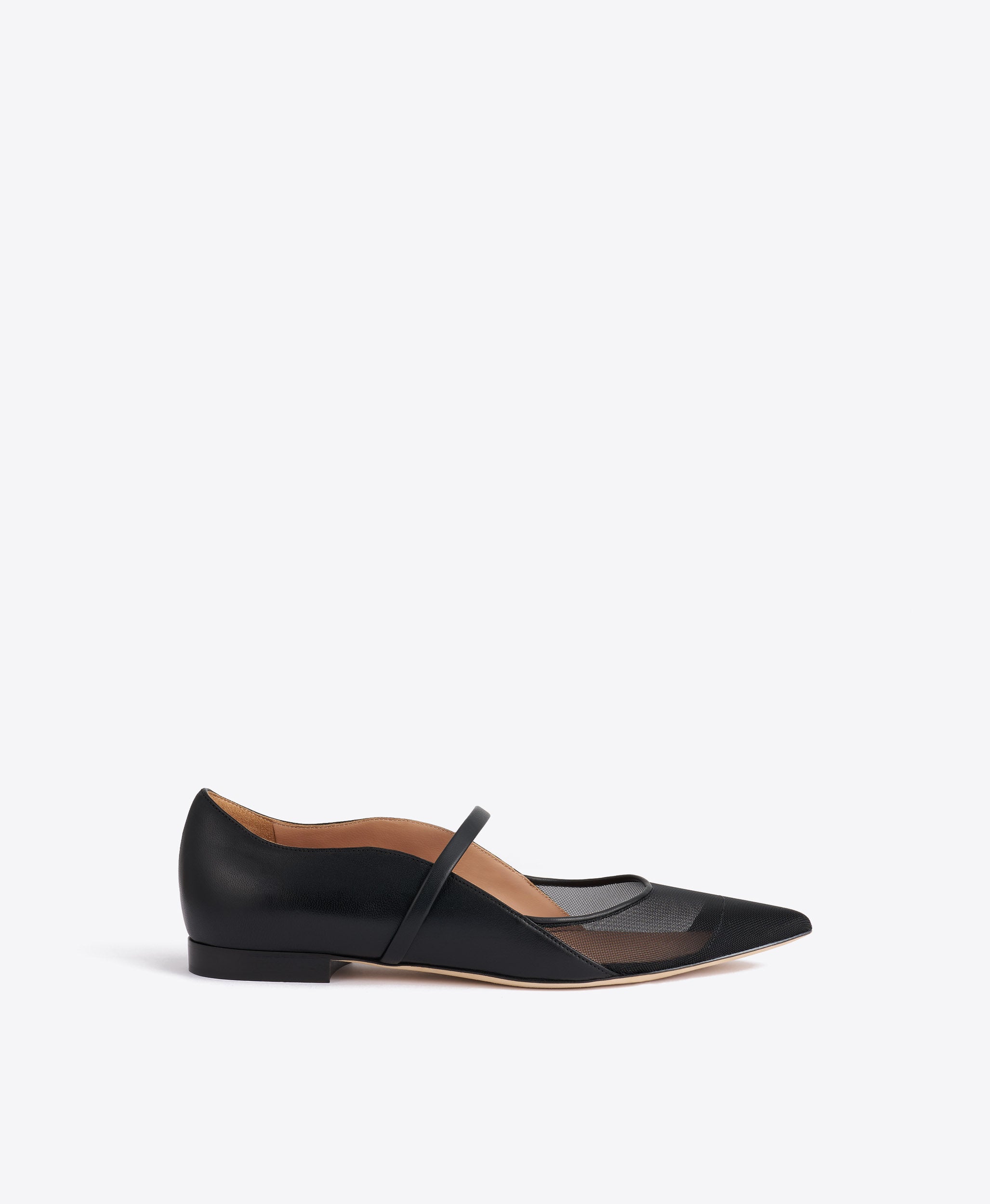 Malone Souliers Maureen Arc Black Leather Flat Pumps