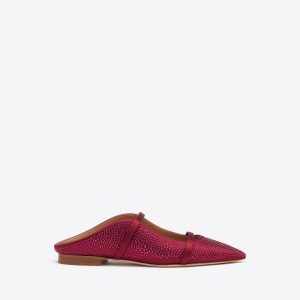 Malone Souliers Maureen Burgundy Satin Flat Mules