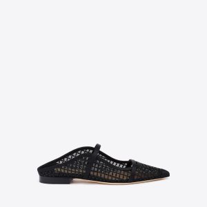 Malone Souliers Maureen Black Sequin Mesh Flat Mules
