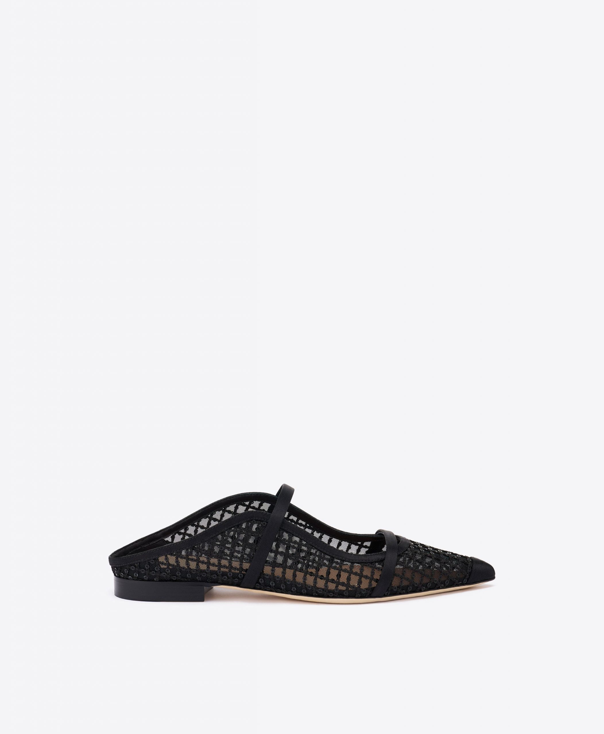 Malone Souliers Maureen Black Sequin Mesh Flat Mules