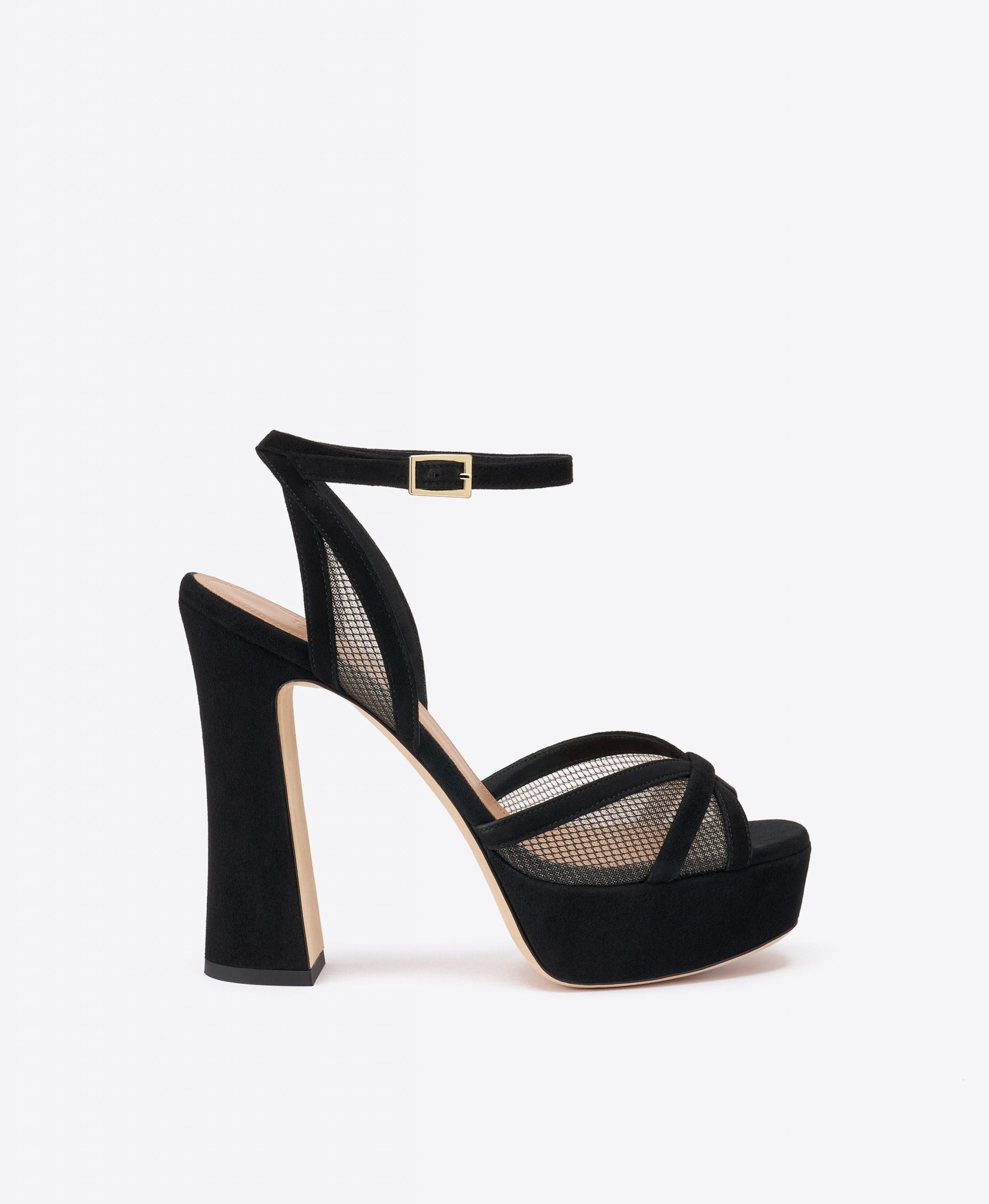 Malone Souliers Sylvie 125 Black Mesh Platform Sandals