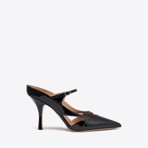 Malone Souliers Patty 90 Black Patent Leather Mules