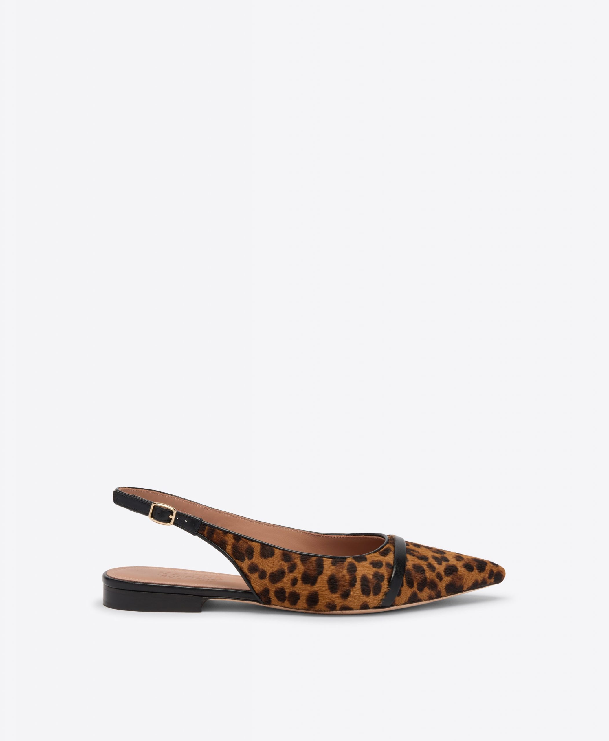 Malone Souliers Jama Leopard Calf Hair Flat Slingbacks