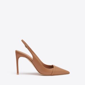 Malone Souliers Schiffer 90 Blush Leather Slingback Pumps