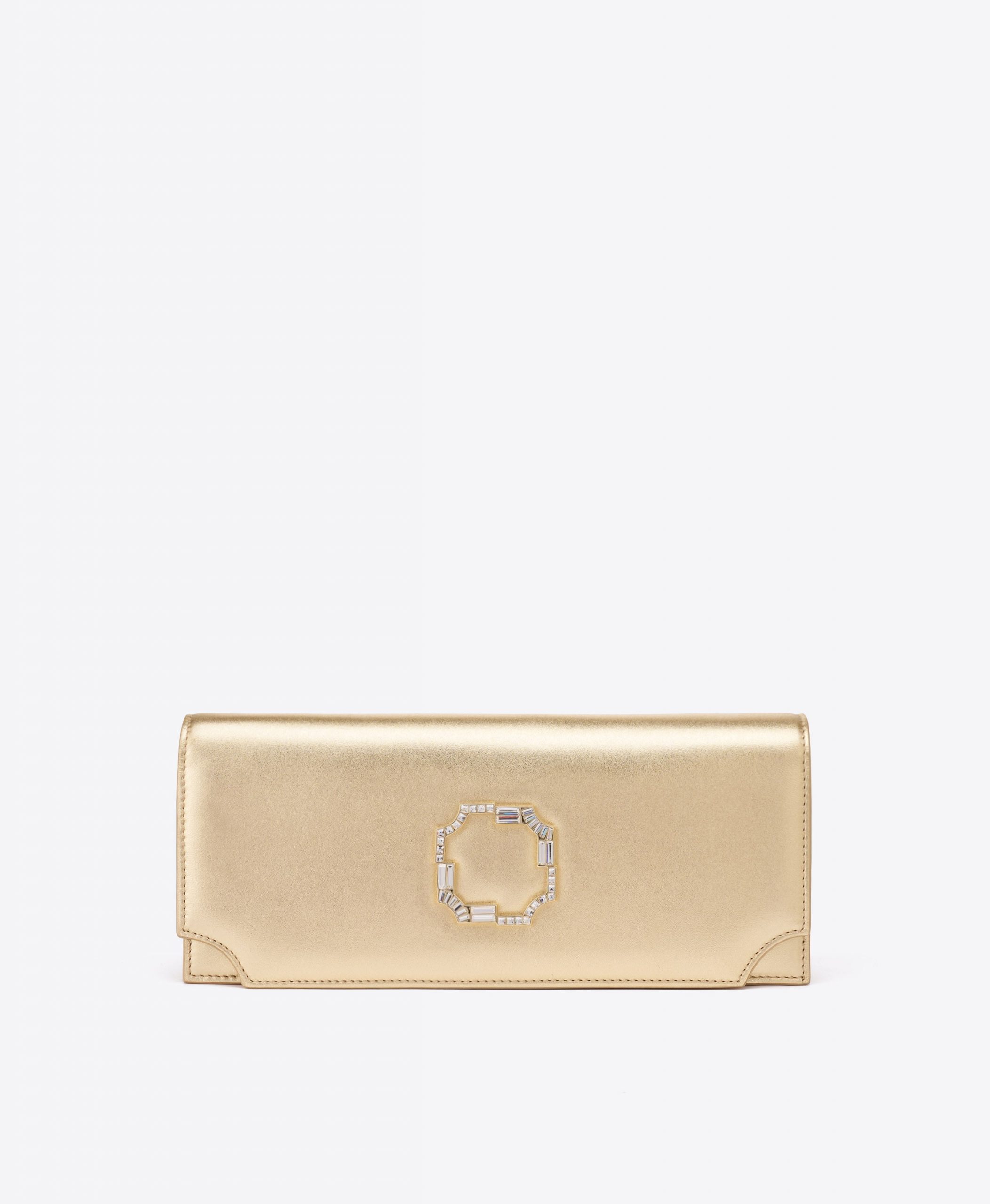 Malone Souliers Vivien Gold Metallic Leather Clutch Bag
