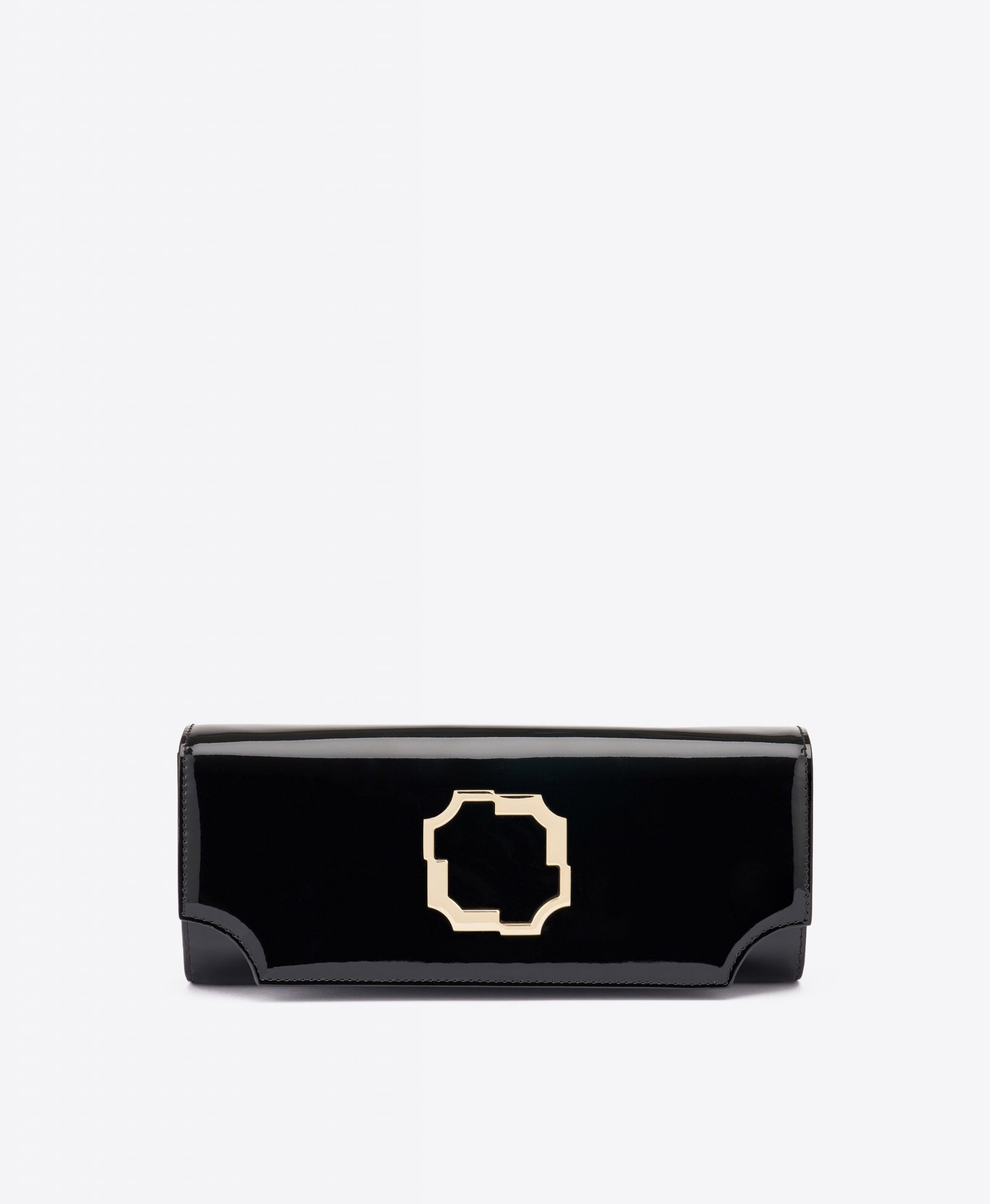 Malone Souliers Vivien Black Patent Leather Wallet on Chain